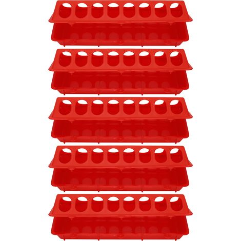 Mangeoire Pour Oiseaux - En Plastique Épais Avec Crochet - Pour Cage De Perroquet Et Volière - Lot De 5 Pièces Rouge (1/5)
