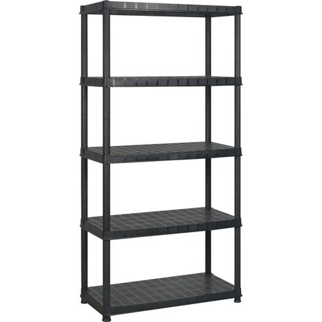 vidaXL Scaffale a 5 Ripiani Nero 274,5x45,7x185 cm in Plastica
