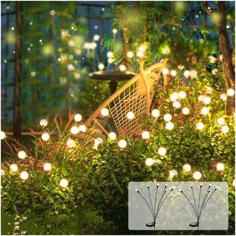 12 pack luci solari giardino Illuminazione decorativa esterna effetto lucciole – Punti di pianta resistente all'acqua a energia solare (1/5)