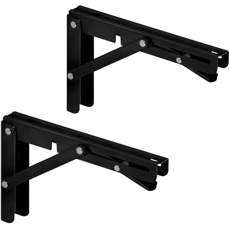 1 Paar Schwerlast-Klappkonsolen (200 x 120 mm, schwarz, Tragkraft bis 150 kg) (1/5)