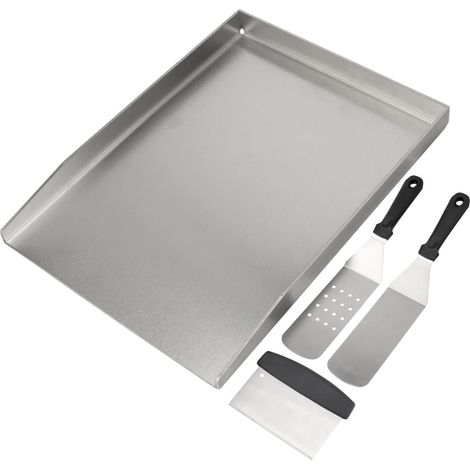 Plaque de cuisson en acier inoxydable, spatule et grattoir pour Rogue et la plupart des barbecues à gaz, barbecue au charbon de bois, plaque de cuisson universelle, 45 x 30 cm (1/5)