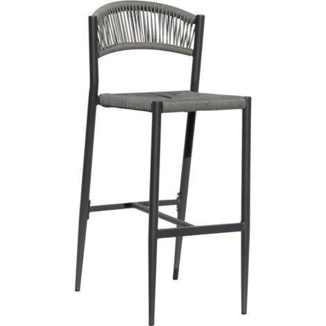 Sgabello con seduta e schienale in twist wicker grigia MALIGI HOME MG/TURCHESE Grigio (1/4)