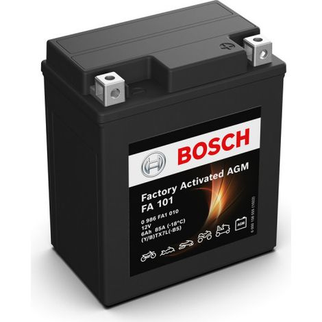 BOSCH FA101 - BATTERIE MOTO AGM - 12V 85A 6AH - ADAPTÉE AUX MOTOS, MOBILETTES, ENDUROS, SCOOTERS, QUADS, JET SKIS - COMPATIBLE M (1/5)
