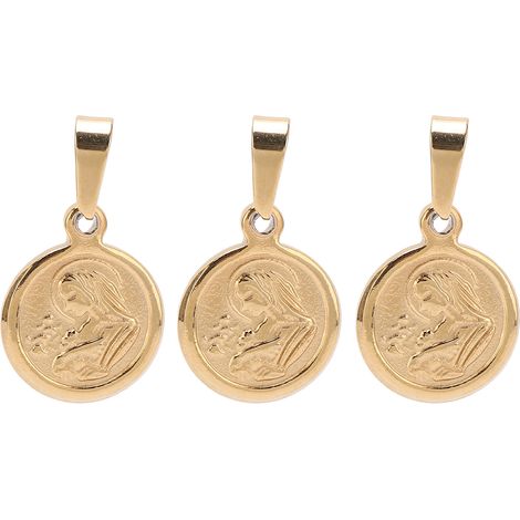 3PCS Mini Reliefs Virgin Mary Pendant Detachable Stainless Steel Virgin Mary Necklace Virgin Pendant for Religious GiftRF22-SP22 (1/5)
