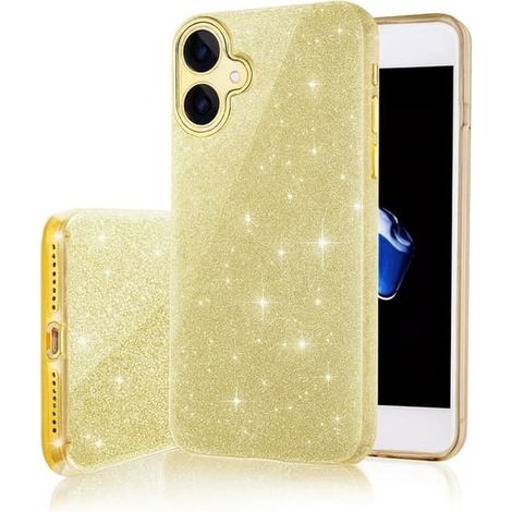 iPhone 17 - Coque souple élégante 3 en 1 à paillettes dorées (1/2)