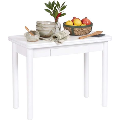 Mesa Cocina Extensible Kitchi Libro 1 Cajón Blanco Mate 80x76x40-80 cm (1/5)