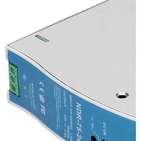 NDR-75-24 Schienenmontiertes Schaltnetzteil, schlankes industrielles Schienenmontiertes Netzteil, 100–240 V Wechselstrom (1/5)