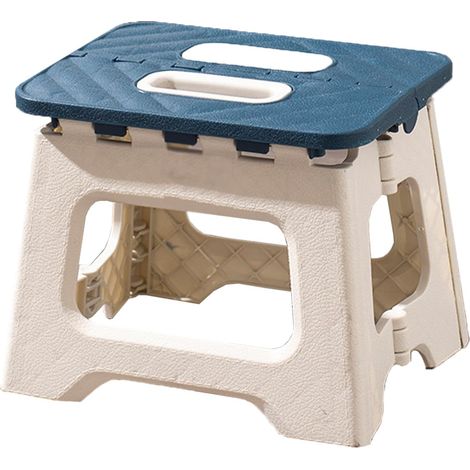 Tabouret Pliant en Plastique Portable, Chaise de Pêche de Plein Air, Bleu, Moyen (1/4)