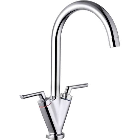 Nuie Sutna Kitchen Sink Mixer Tap Dual Lever Handle - Chrome (1/2)