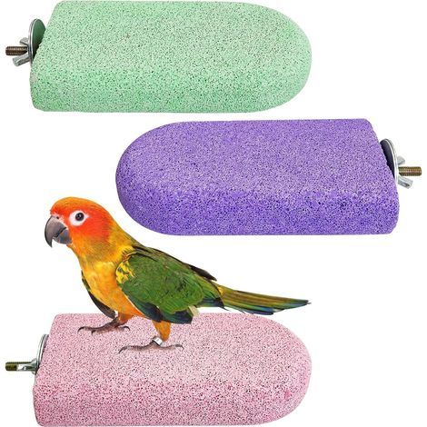 Set mit 3 Vogelstangen – Kalziumstangen für Papageien, Schnabelschärfer und Krallenschere – Verschiedene Farben – Kauspielzeug und Käfigzubehör für Wellensittiche und Nymphensittiche (1/5)