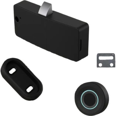 Verrou de tiroir intelligent à empreintes digitales à déverrouillage rapide Panneau rond fin comme poignée Installation facile pour la maison ou le bureau Compatible avec double porte (1/5)