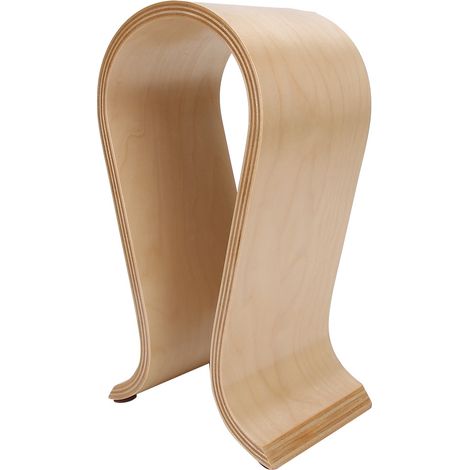 Support casque en bois, présentoir écouteurs en arc, support de bureau stable, accessoire table, finition bois naturel (1/5)