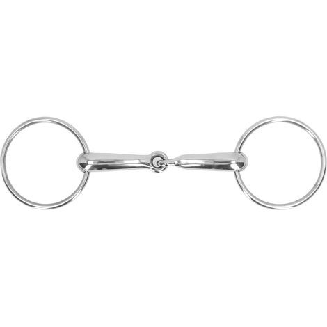 Stainless steel horse snaffle bit, articulated chew roller, 135mm
