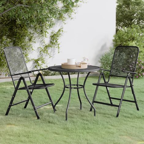 3-tlg. Garten-Essgruppe Streckmetall Anthrazit