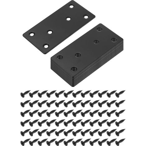 12 Set Plaque de Réparation Métal avec Vis Noir 3.9"x1.97" (1/5)