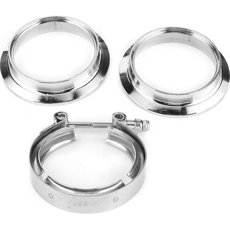 Qiilu Kit de Collier de à Bande en V, 2,5 po Kit de Collier de à Bande en V Accessoire en Acier Inoxydable T ‑ 304 pour tuyaux de Descente d'échappement Turbo. (1/5)
