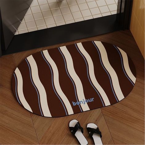 Tapis rayé, 6090 cm, tapis de bain, absorbant et à séchage rapide, tapis antidérapant en terre de diatomées douce. (1/4)