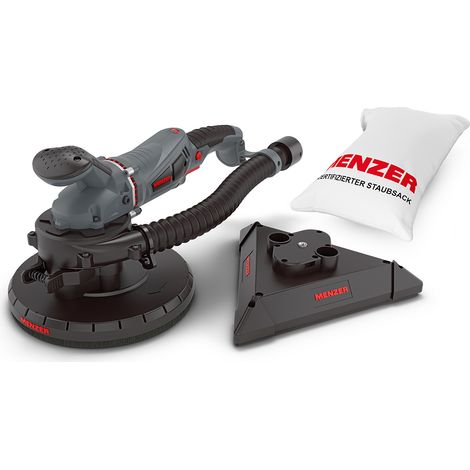 Menzer – Ponceuse à plâtre compacte TSW 225 AV – Moteur 710W – Système d'aspiration intégré – Têtes interchangeables pour surfaces et angles