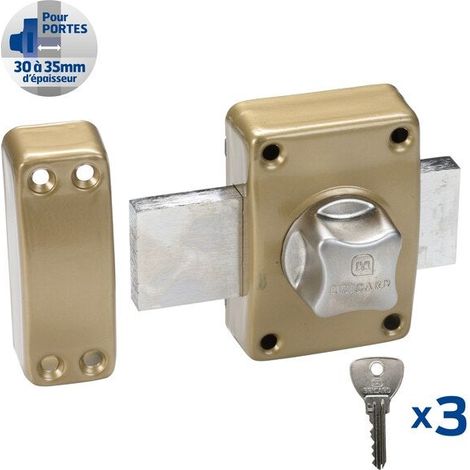 BRICARD Verrou bouton / cylindre, 40 mm, BRICARD Alpha doré