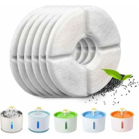Lot de 6 filtres de fontaine automatiques pour chat, avec résine et charbon actif, filtre à eau de rechange pour chiens et chats (rond) (1/5)