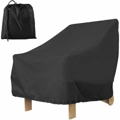 Housse Fauteuil Jardin Extérieur à Assise Profonde 210D Imperméable Couverture,80x85x91cm (Noir (1/4)