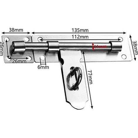 Loquet et targette Verrou de porte Verrou de porte Loquet de porte Verrou de porte Boulon coulissant Verrou de porte en acier inoxydable pour entrepôt Garage Grange Porte Porte de cour avec (1/5)