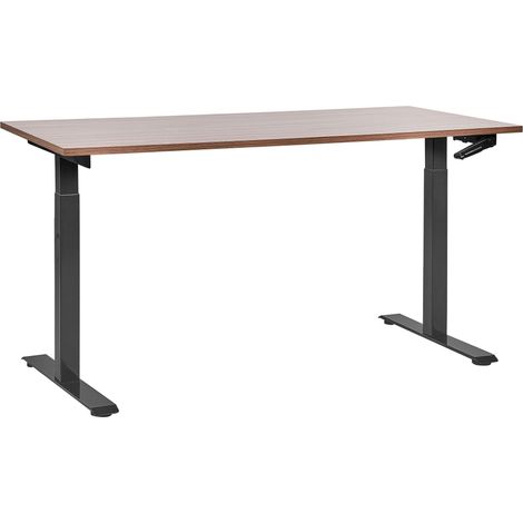 Schreibtisch manuell höhenverstellbar DESTINES Braun / Schwarz 160 cm 72 cm (1/5)