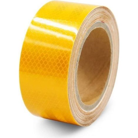 Bande de sécurité réfléchissante haute visibilité autocollante pour véhicules, 25 m x 5 cm, jaune (1/4)