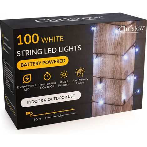 LED Battery Christmas Lights with Timer (Green Cable) (1/5)