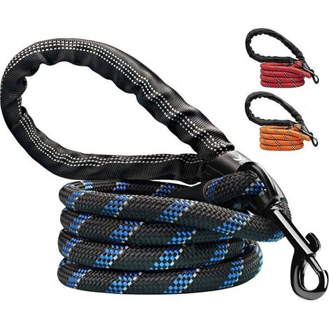 Ecleanfy - Laisse Chien avec Souples Poignée Rembourrée et Antidérapant Corde Convient Course à Pied Jogging et Randonnée (Noir)