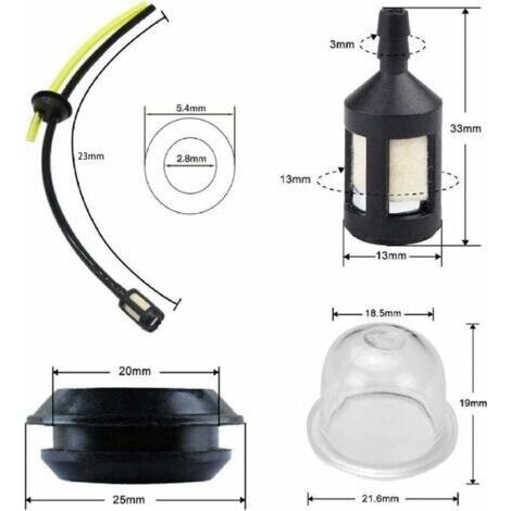 pieces Fuel hose brushcutter replacement parts Fuel filter for lawnmower hedge trimmer edger (1/4)