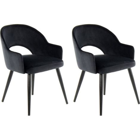 Lot de 2 Chaises en Velours "Joris" 77cm Noir (1/4)