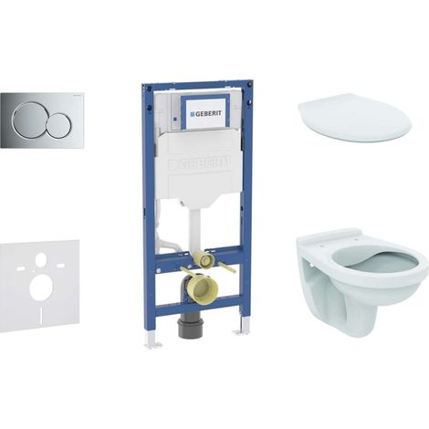 Geberit Duofix - Set di installazione pre- parete, vaso Alpha e sedile, pulsante Sigma01, cromo lucido SANI11CD1125