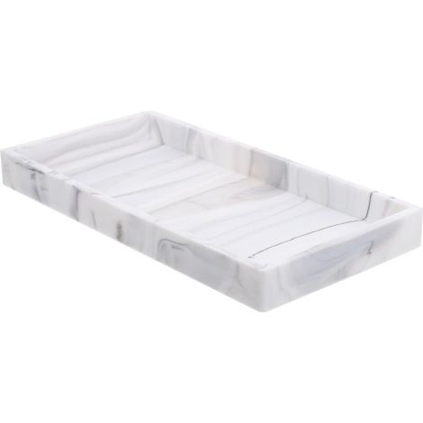 Plateau de salle de bain en marbre blanc. petit modèle. avec rangement en silicone.