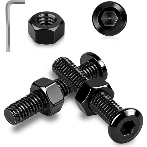 Vis à Tête Plate M5x30 mm, 25 Pièces Noires Vis et Boulon en Acier Inoxydable A2 V2A et Écrous Hexagonale Filetage Complet pour Réparation de Meubles (1/5)