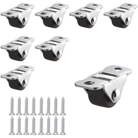 Set mit 8 Mini-Möbelrollen aus geräuscharmem Gummi, 12 mm (0,5 Zoll) – braune Gummiräder, Metallplatte, Tragkraft 10 kg, ideal für kleine Möbel (1/5)