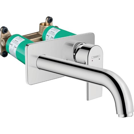 Hansgrohe Conjunto de mezclador de lavabo empotrado Vernis Shape, 2 salidas, caño de 207 mm + cuerpo empotrado, Cromo (1/5)