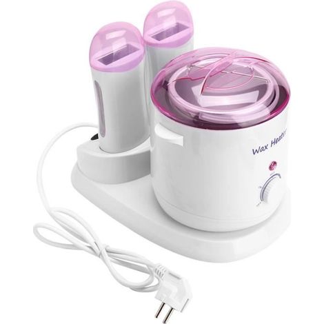 Velunor Chauffe-cire 3-en-1 Pour Épilation - 800ml 180W - Température Réglable - Couleur Blanc Et Rose (1/4)