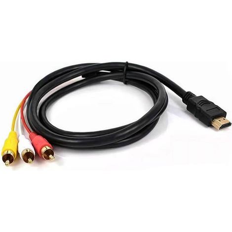 Cable HDMI a RCA, cable convertidor HD 1080P para decodificador HDMI a 3RCA, adaptador de cable de audio y video rojo, amarillo y blanco para TV, HDTV y DVD - 1,5 m