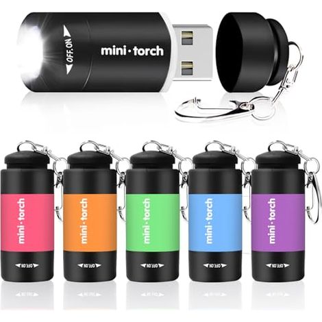 [NIEMALS VERWENDET] 6 Stück LED Taschenlampe Kinder, Mini Bunte Taschenlampe, USB Wiederaufladbare Taschenlampen mit Schlüsselbund, Kinder Handlampe für Kindergeburtstag, Camping, Outdoor, Wandern    
