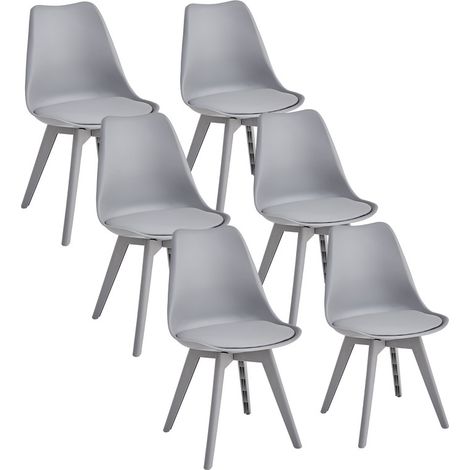 Wokaka - Set di 6 sedie da pranzo - design minimalista - Sedie grigie, ergonomiche - sale da pranzo, soggiorni e sale conferenze