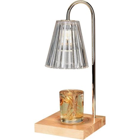 Chauffe-bougie brûleur lampe à fondre parfum base en bois veilleuse bougeoir ornements pour décoration de table bureau, maison, yoga, chambre (1/2)