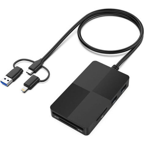 Hub USB 3.0 multifonctionnel 8 en 1 pour lecteurs de cartes CF, MS, XD, SD et TF, compatible avec les téléphones portables et les ordinateurs. (1/4)