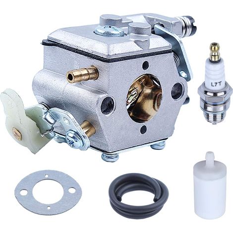 Adefol Carburateur avec joint, filtre à carburant, tuyau de carburant, bougie d'allumage, Kit pour tronçonneuses Husqvarna 50 51 55 Rancher Pièces de rechange pour Walbro WT-170-1 et WT-170, 503281504 (1/5)