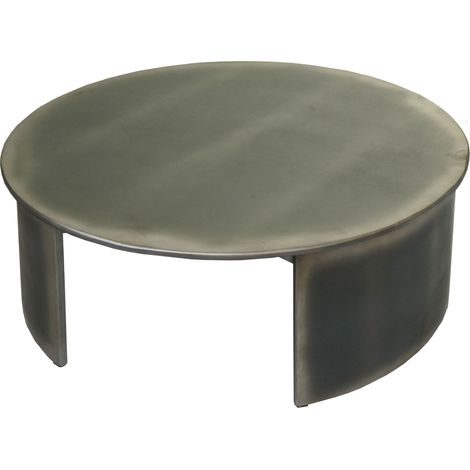 [NEUWERTIG] Couchtisch HHG-571, Beistelltisch Wohnzimmertisch, MVG-zertifiziert Industrial, rund Ø80cm, Metall-Optik gebürstet