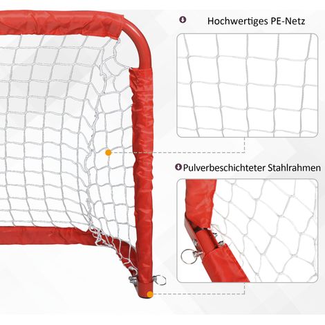 Set di 2 mini porte da calcio pieghevoli 90x36x60 cm in acciaio rosso FloraGrace (1/5)