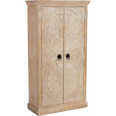 Armario de madera artesanal 2 puertas beige 90x40x165h cm