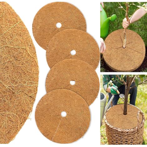 Set of 4 Plant Protection Discs Coconut Shell 20cm for Flower Pots, Weed Protection Mats, Winter Plants Outdoor (1/5)