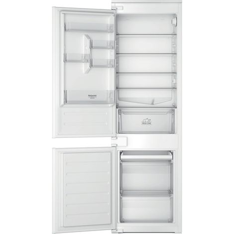 Hotpoint Ariston Frigorifero combinato ad incasso HAC18D021A1 LH. Capacità netta totale: 273 L. Cerniera porta: Sinistra. Classe climatica: SN-T, Emissione acustica: 34 dB. Capacità netta frigorife...