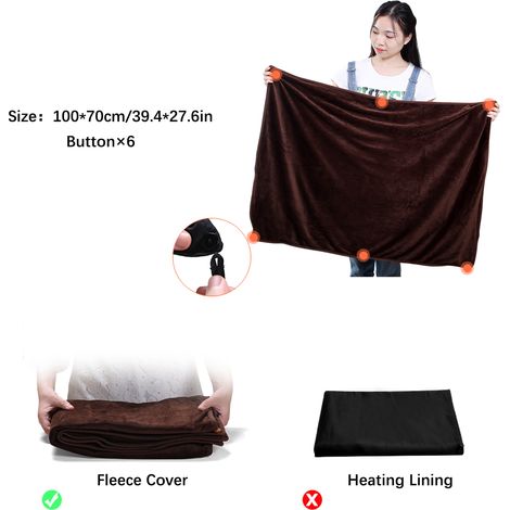 Heizdecke, waschbarer Heizschal, tragbare Decke, ideal für Camping, Büro und Zuhause. (1/5)